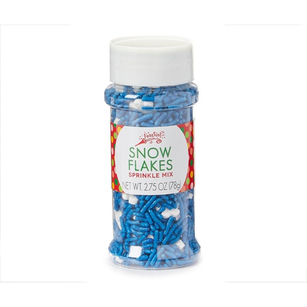 Snow Flakes Treat Toppers Cupcake/Cookie Decorations Sugar 2.75 oz jar Christmas